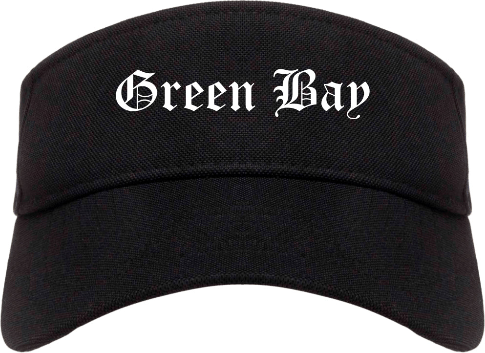 Green Bay Wisconsin WI Old English Mens Visor Cap Hat Black