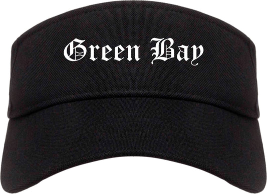 Green Bay Wisconsin WI Old English Mens Visor Cap Hat Black