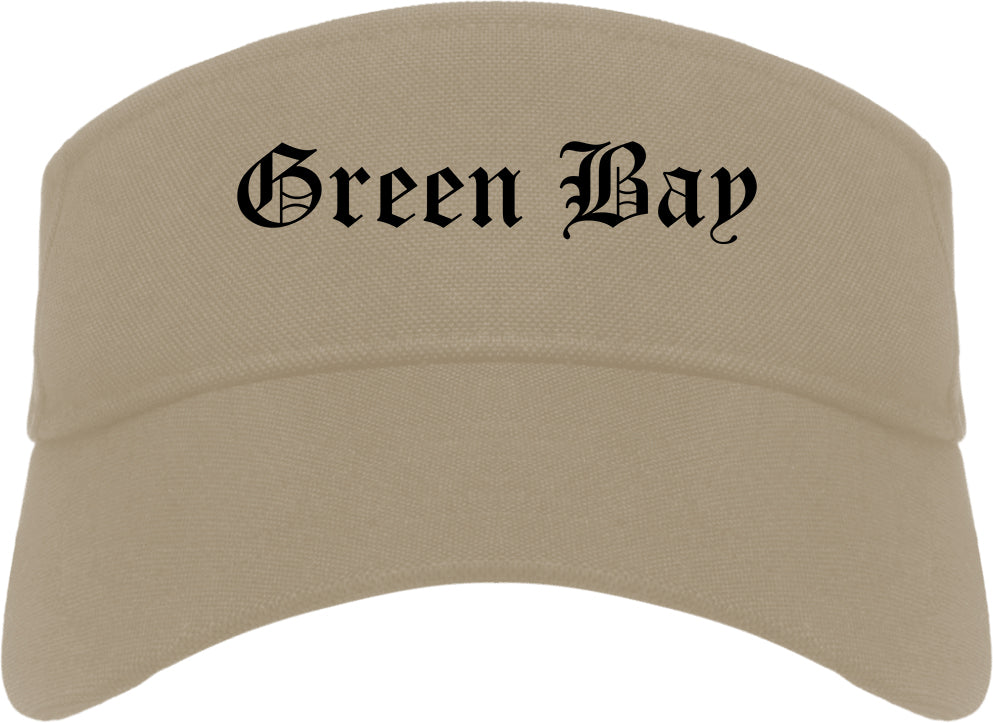 Green Bay Wisconsin WI Old English Mens Visor Cap Hat Khaki