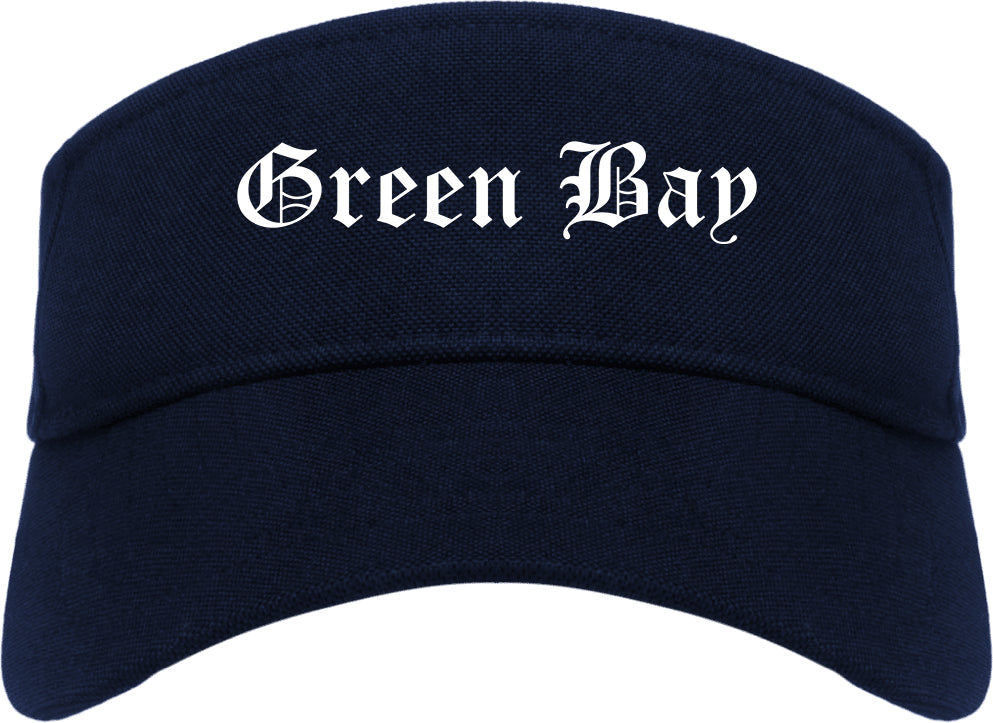 Green Bay Wisconsin WI Old English Mens Visor Cap Hat Navy Blue