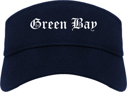 Green Bay Wisconsin WI Old English Mens Visor Cap Hat Navy Blue