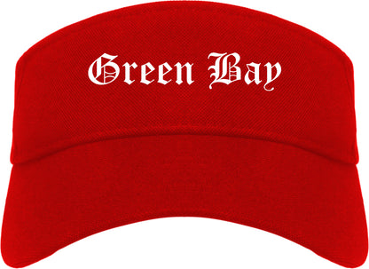 Green Bay Wisconsin WI Old English Mens Visor Cap Hat Red