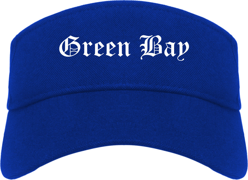 Green Bay Wisconsin WI Old English Mens Visor Cap Hat Royal Blue