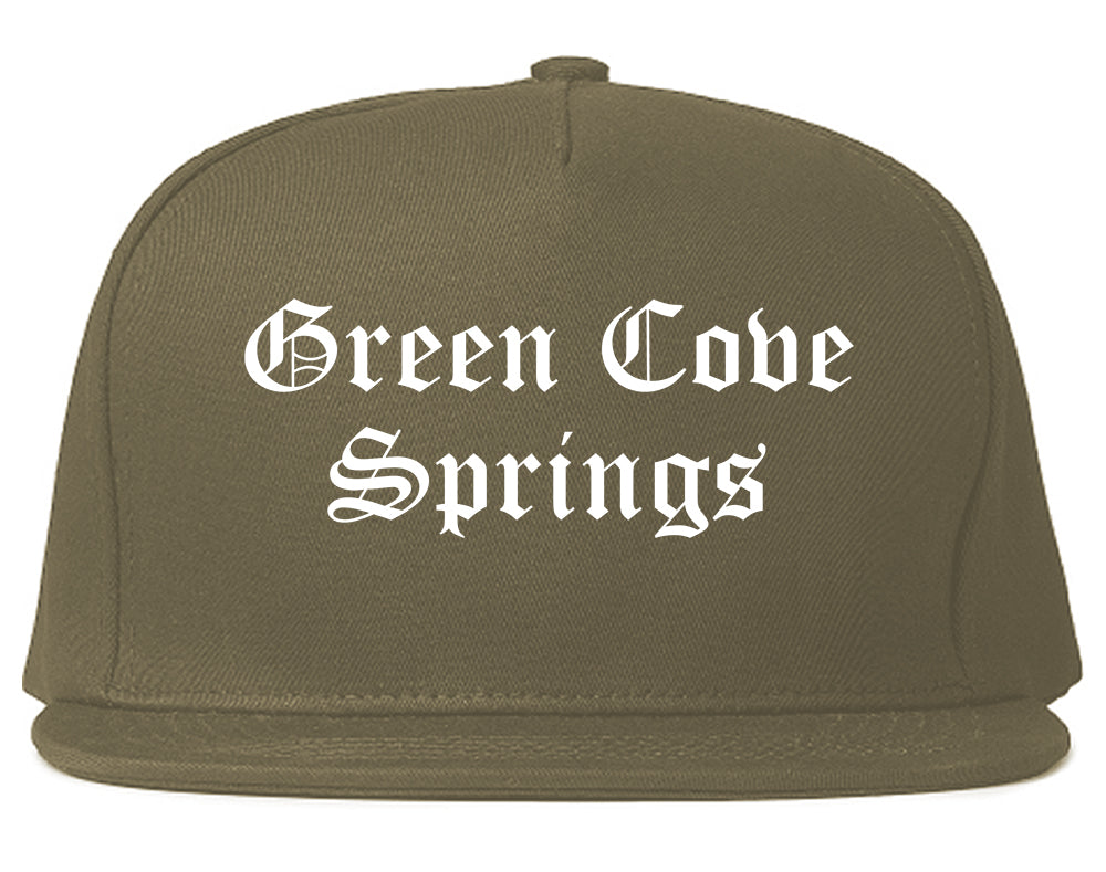 Green Cove Springs Florida FL Old English Mens Snapback Hat Grey
