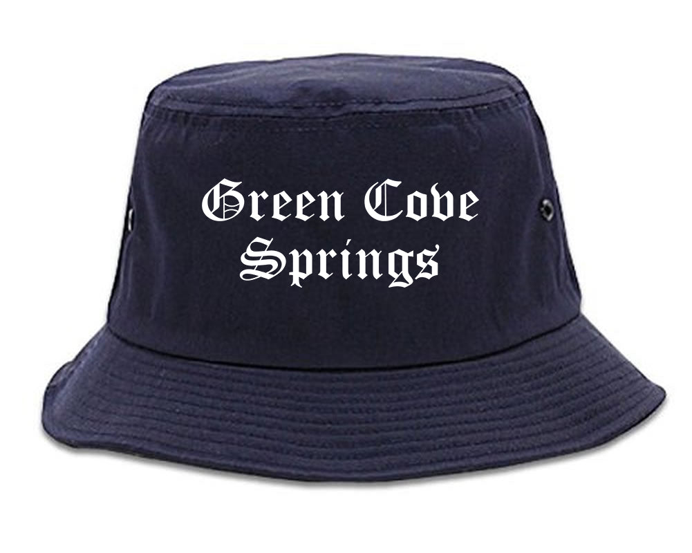 Green Cove Springs Florida FL Old English Mens Bucket Hat Navy Blue