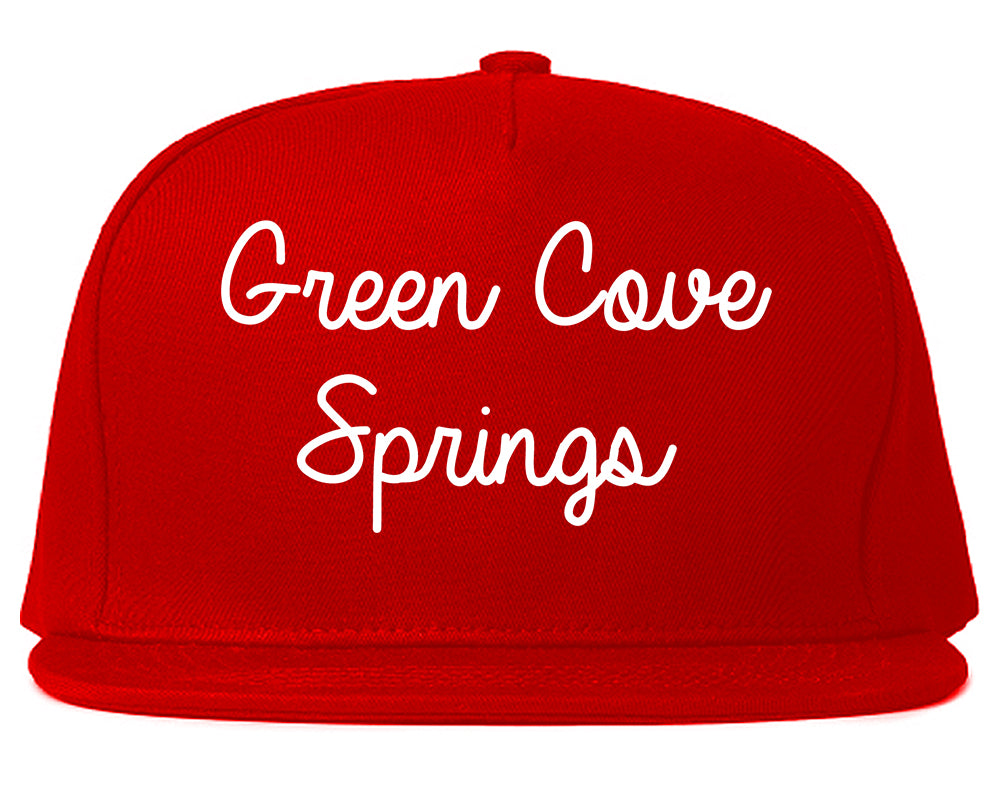 Green Cove Springs Florida FL Script Mens Snapback Hat Red