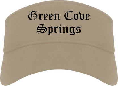 Green Cove Springs Florida FL Old English Mens Visor Cap Hat Khaki
