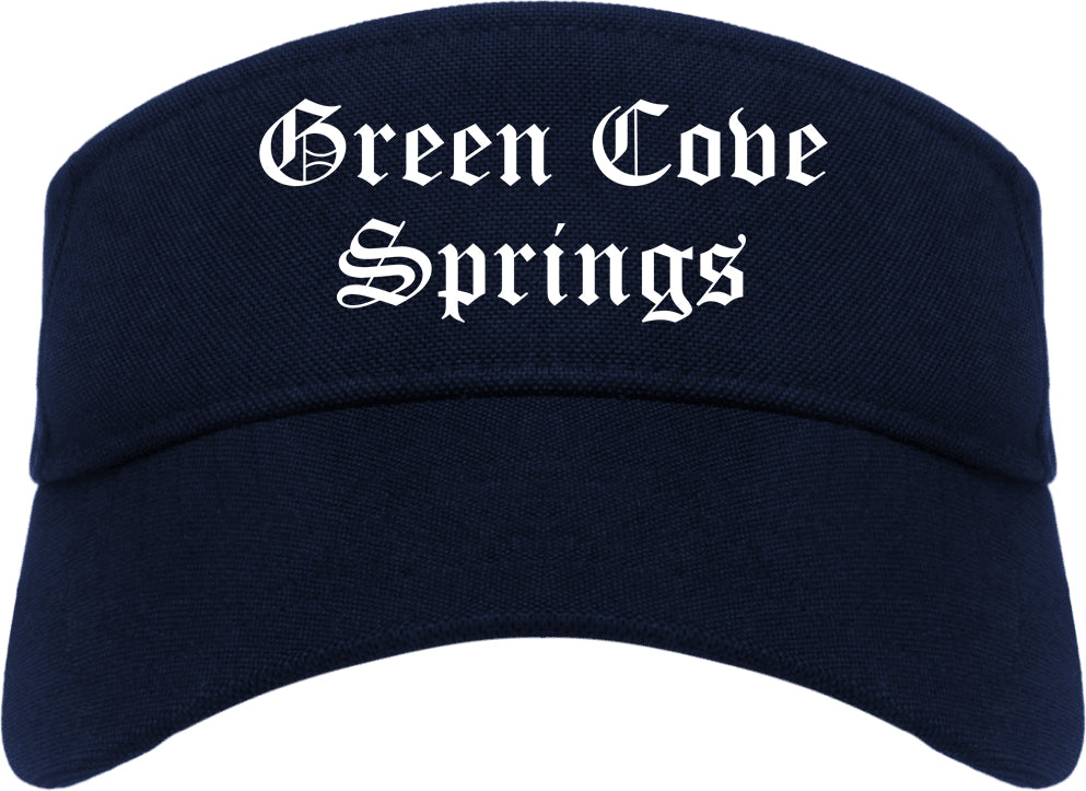 Green Cove Springs Florida FL Old English Mens Visor Cap Hat Navy Blue