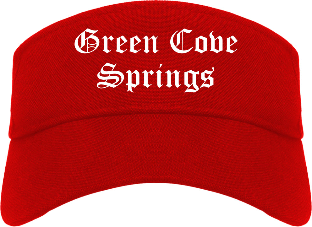 Green Cove Springs Florida FL Old English Mens Visor Cap Hat Red