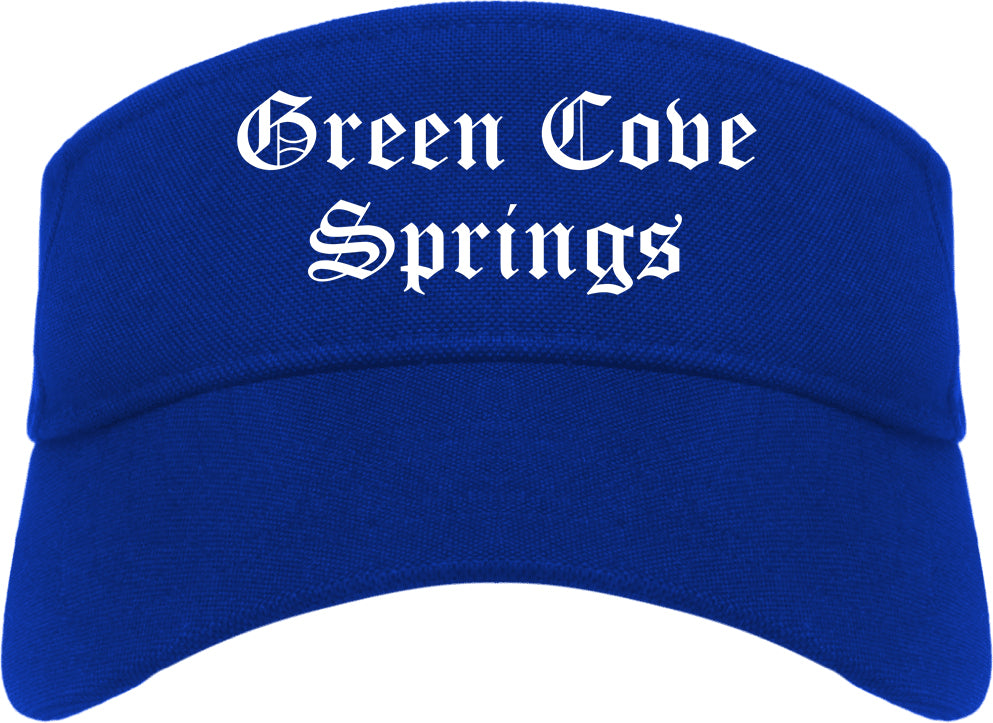 Green Cove Springs Florida FL Old English Mens Visor Cap Hat Royal Blue