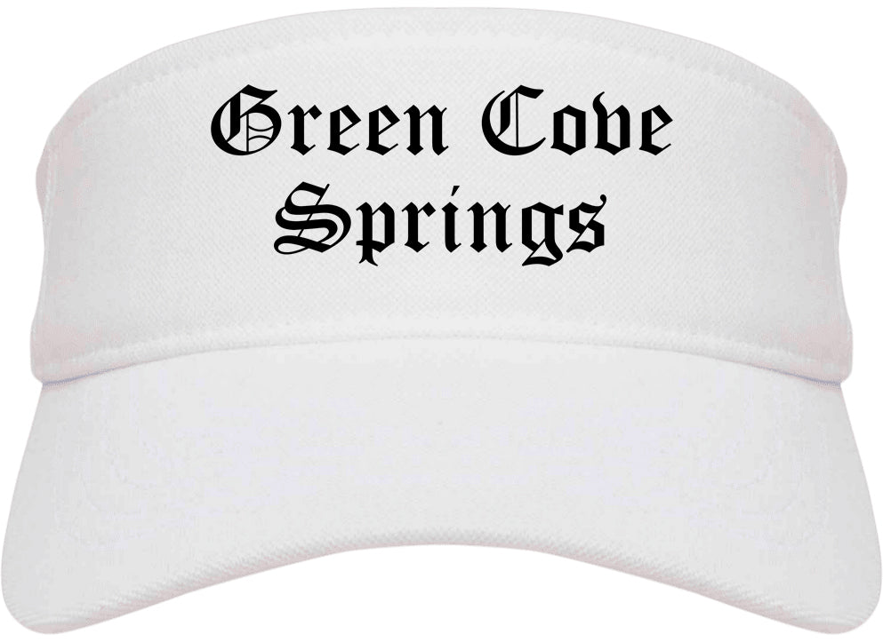 Green Cove Springs Florida FL Old English Mens Visor Cap Hat White