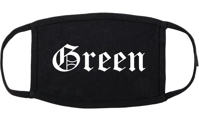 Green Ohio OH Old English Cotton Face Mask Black