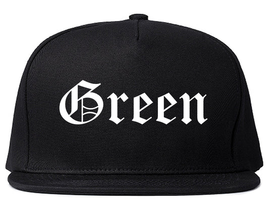 Green Ohio OH Old English Mens Snapback Hat Black