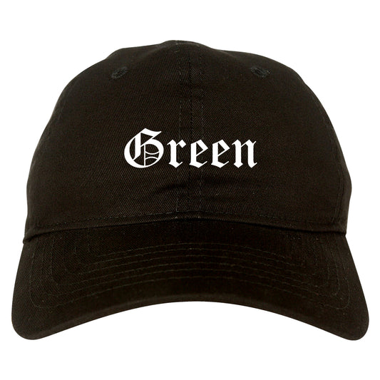 Green Ohio OH Old English Mens Dad Hat Baseball Cap Black
