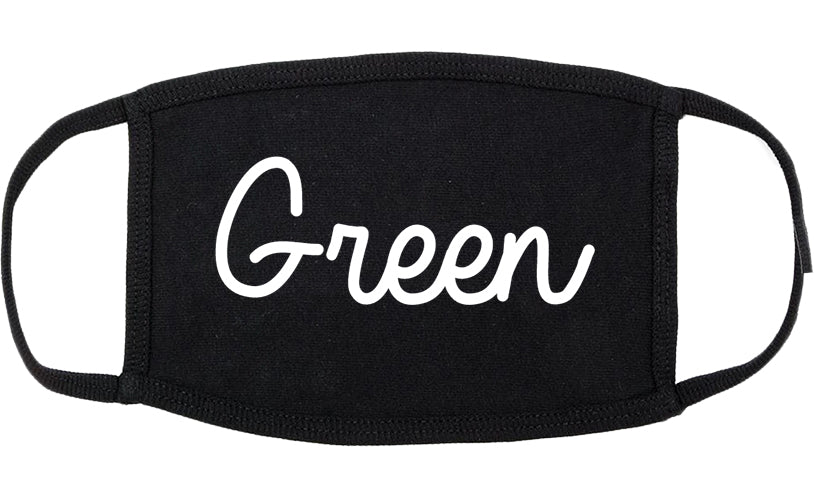 Green Ohio OH Script Cotton Face Mask Black