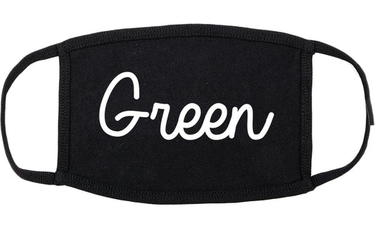 Green Ohio OH Script Cotton Face Mask Black