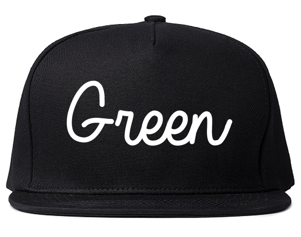 Green Ohio OH Script Mens Snapback Hat Black