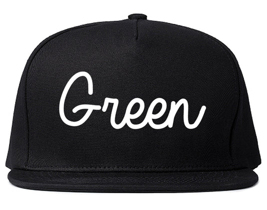 Green Ohio OH Script Mens Snapback Hat Black