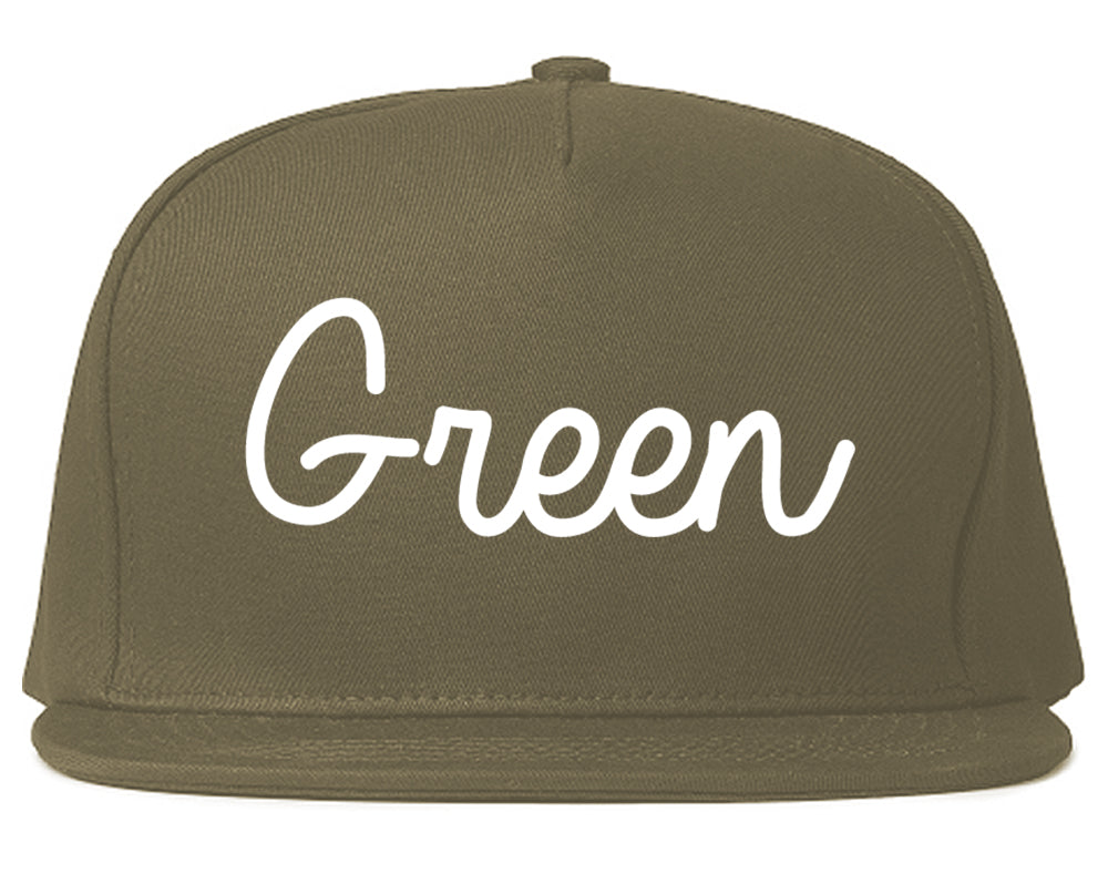 Green Ohio OH Script Mens Snapback Hat Grey
