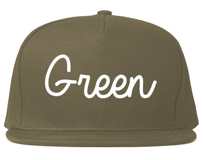Green Ohio OH Script Mens Snapback Hat Grey