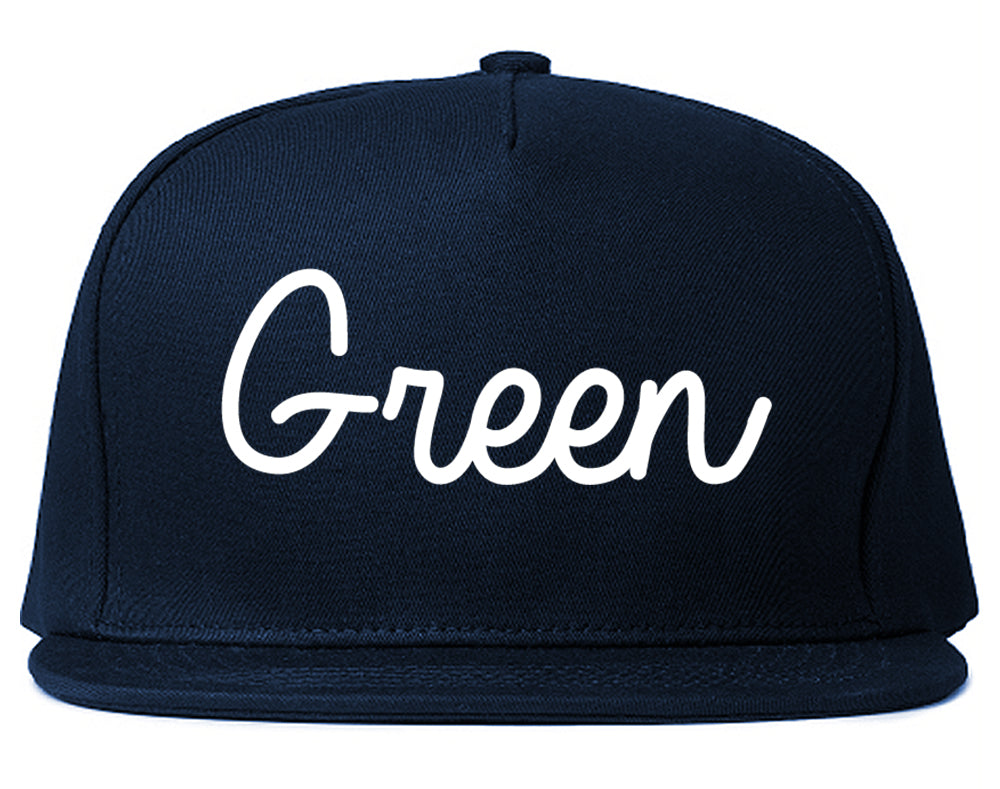 Green Ohio OH Script Mens Snapback Hat Navy Blue
