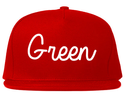 Green Ohio OH Script Mens Snapback Hat Red