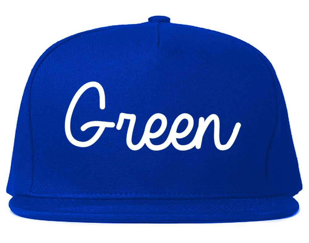 Green Ohio OH Script Mens Snapback Hat Royal Blue