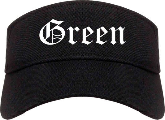 Green Ohio OH Old English Mens Visor Cap Hat Black