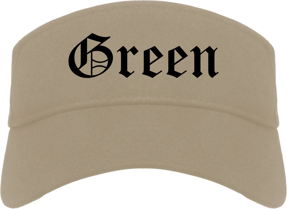 Green Ohio OH Old English Mens Visor Cap Hat Khaki