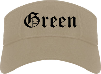 Green Ohio OH Old English Mens Visor Cap Hat Khaki
