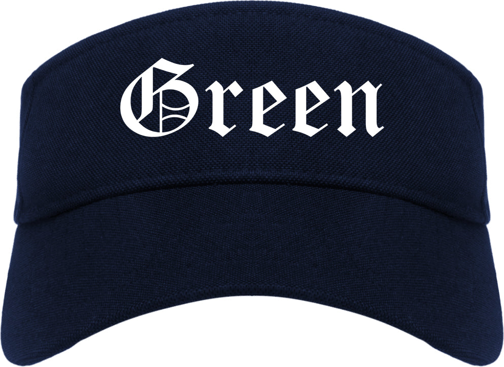 Green Ohio OH Old English Mens Visor Cap Hat Navy Blue