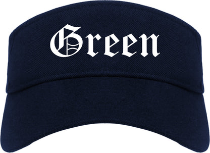 Green Ohio OH Old English Mens Visor Cap Hat Navy Blue