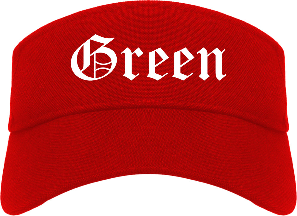 Green Ohio OH Old English Mens Visor Cap Hat Red