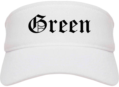 Green Ohio OH Old English Mens Visor Cap Hat White