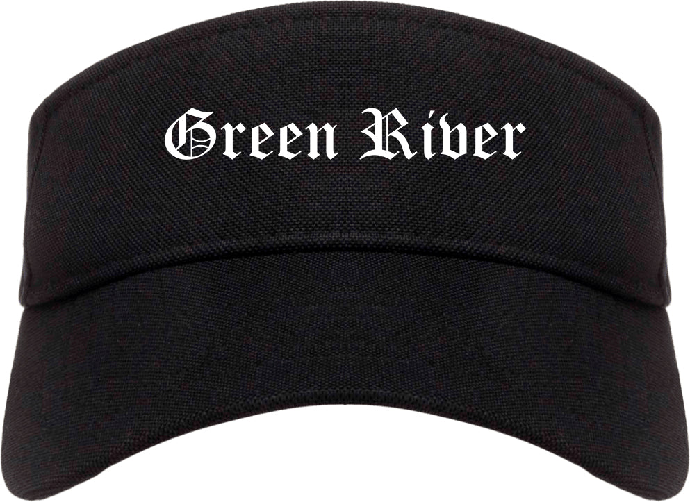 Green River Wyoming WY Old English Mens Visor Cap Hat Black