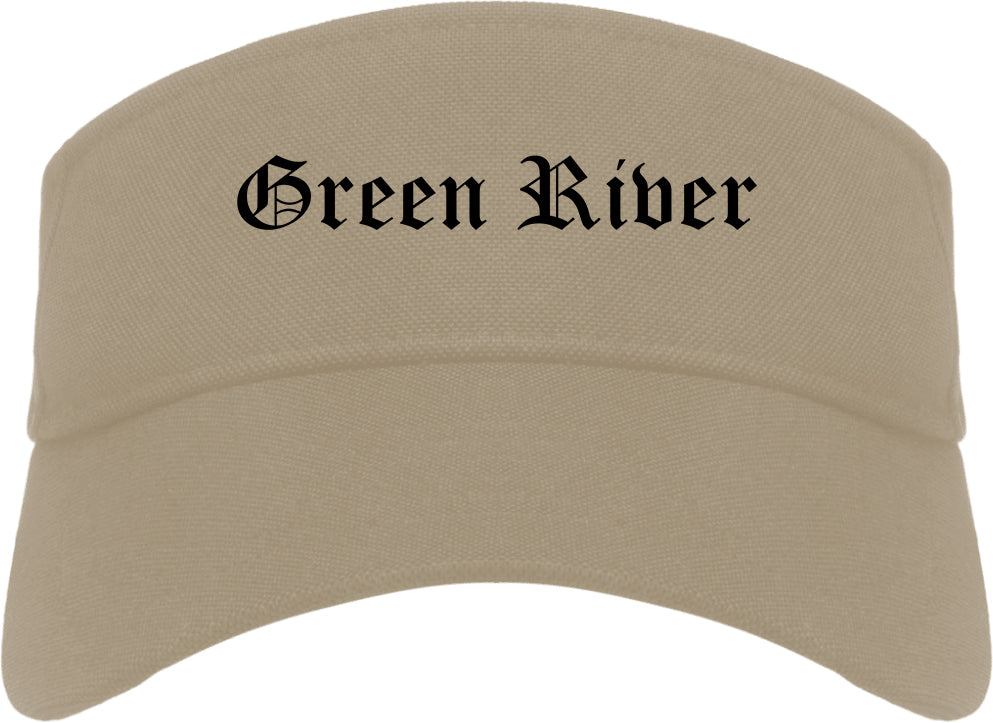 Green River Wyoming WY Old English Mens Visor Cap Hat Khaki