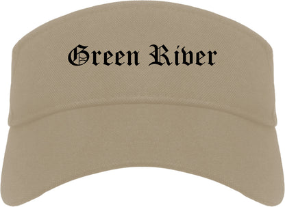 Green River Wyoming WY Old English Mens Visor Cap Hat Khaki
