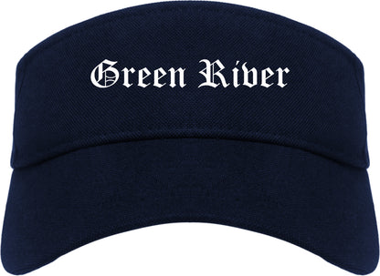 Green River Wyoming WY Old English Mens Visor Cap Hat Navy Blue