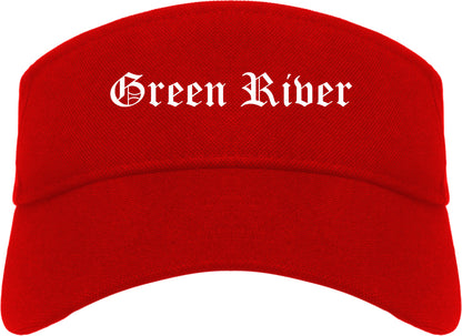 Green River Wyoming WY Old English Mens Visor Cap Hat Red
