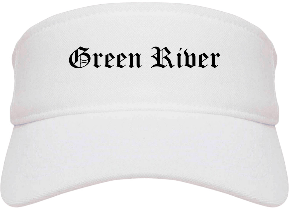 Green River Wyoming WY Old English Mens Visor Cap Hat White