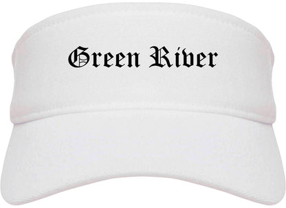 Green River Wyoming WY Old English Mens Visor Cap Hat White