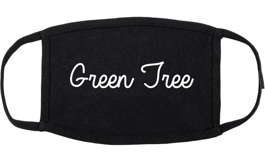 Green Tree Pennsylvania PA Script Cotton Face Mask Black