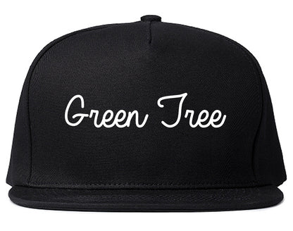 Green Tree Pennsylvania PA Script Mens Snapback Hat Black
