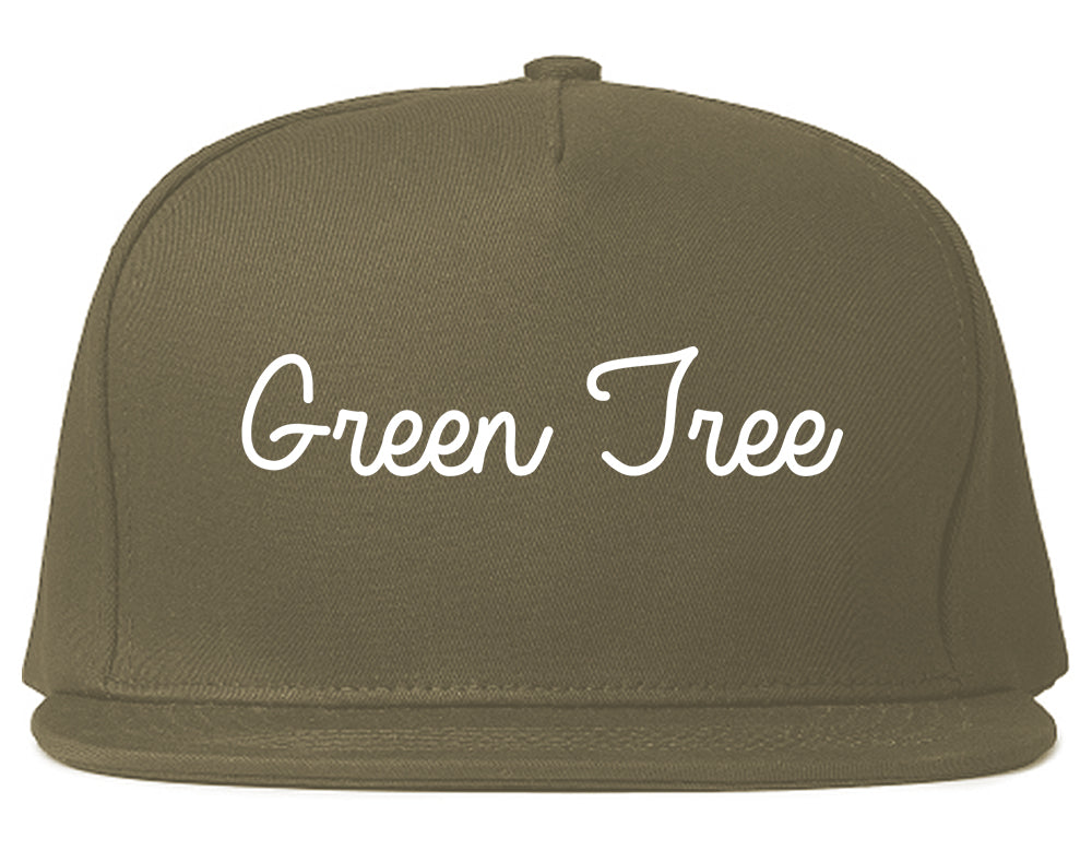 Green Tree Pennsylvania PA Script Mens Snapback Hat Grey