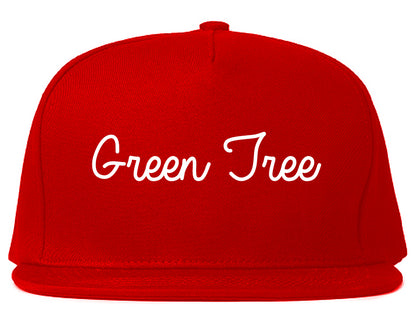 Green Tree Pennsylvania PA Script Mens Snapback Hat Red