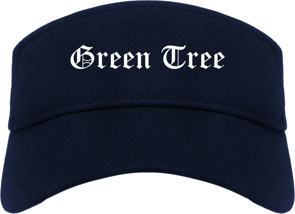 Green Tree Pennsylvania PA Old English Mens Visor Cap Hat Navy Blue