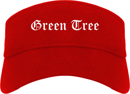 Green Tree Pennsylvania PA Old English Mens Visor Cap Hat Red