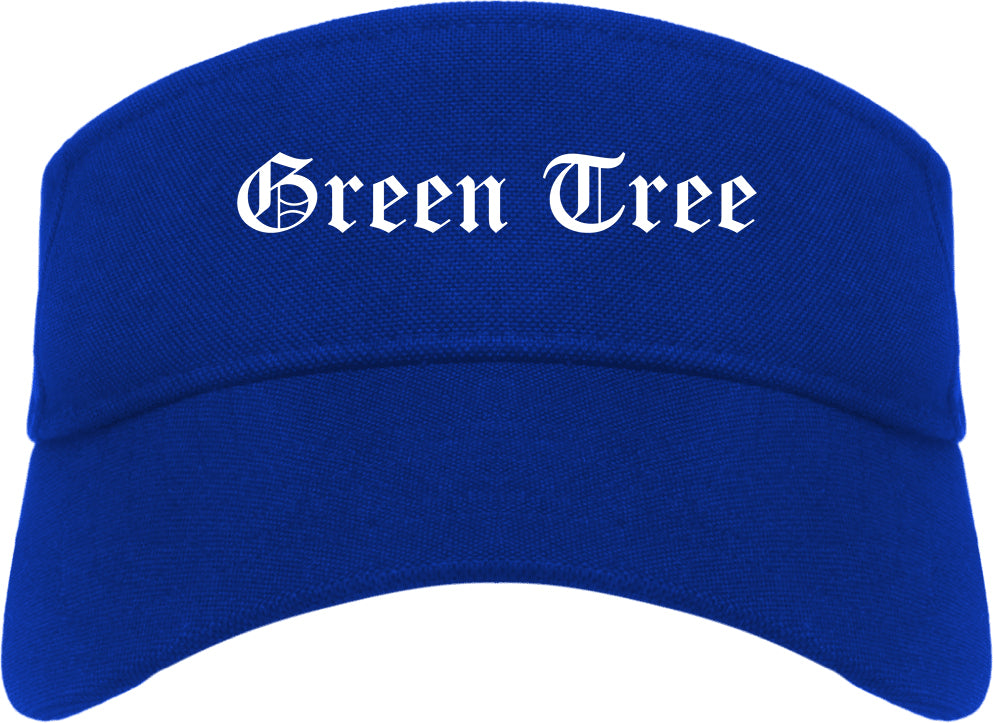 Green Tree Pennsylvania PA Old English Mens Visor Cap Hat Royal Blue
