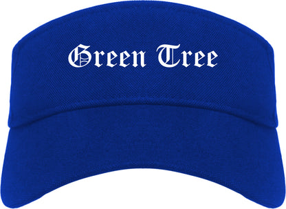 Green Tree Pennsylvania PA Old English Mens Visor Cap Hat Royal Blue