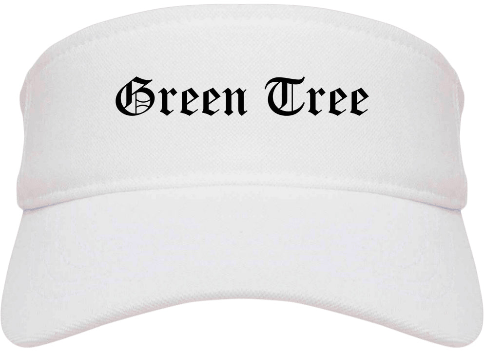 Green Tree Pennsylvania PA Old English Mens Visor Cap Hat White